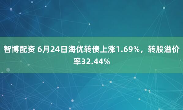 智博配资 6月24日海优转债上涨1.69%，转股溢价率32.44%